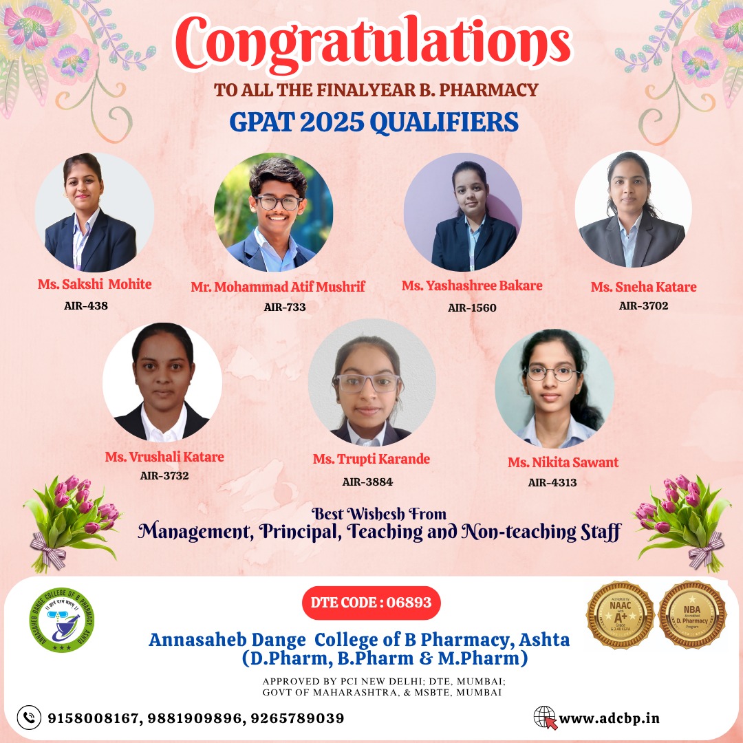 Heartiest Congratulations to GPAT 2025 Qualifiers 