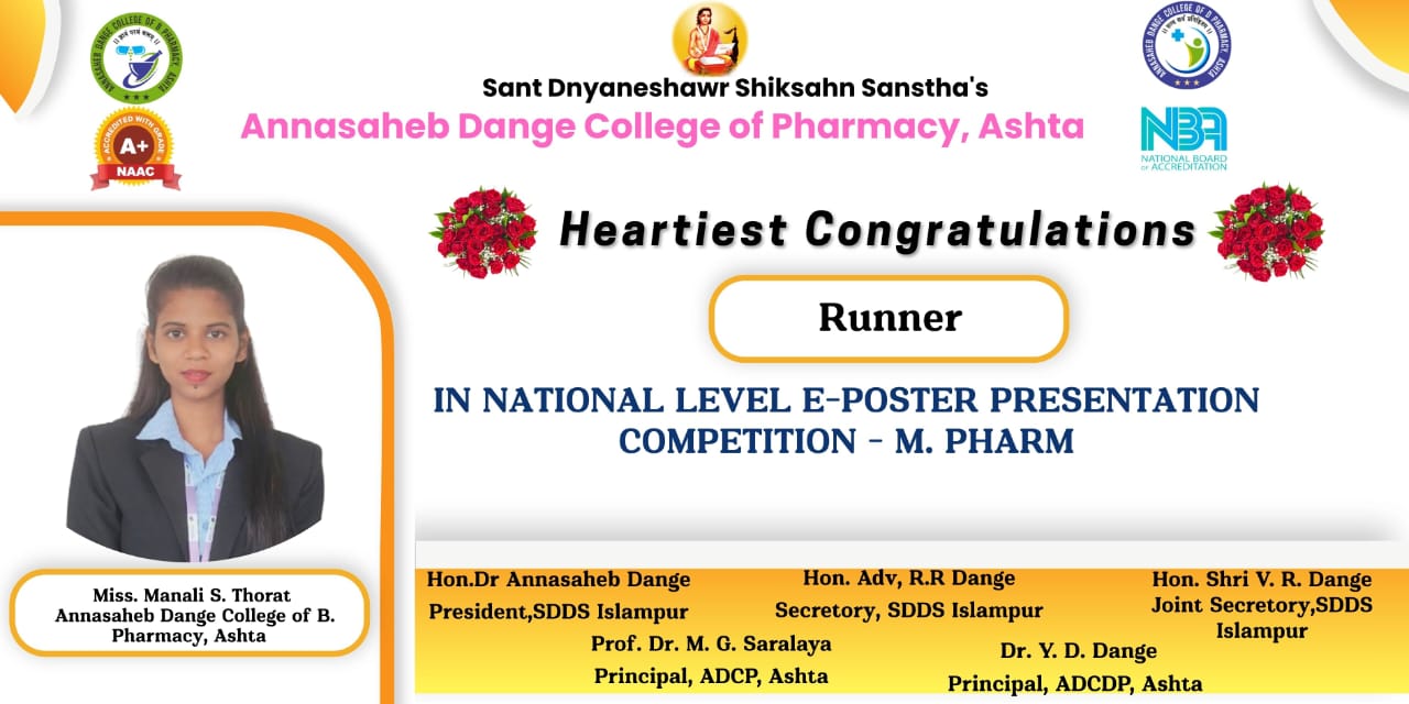 National E-Poster Presentation Competition (M.Pharm) – Runner-Up Achievement