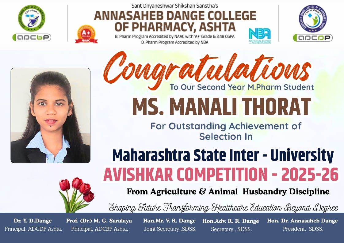 Proud Achievement: Ms. Manali Thorat Selected for State-Level Avishkar Competition