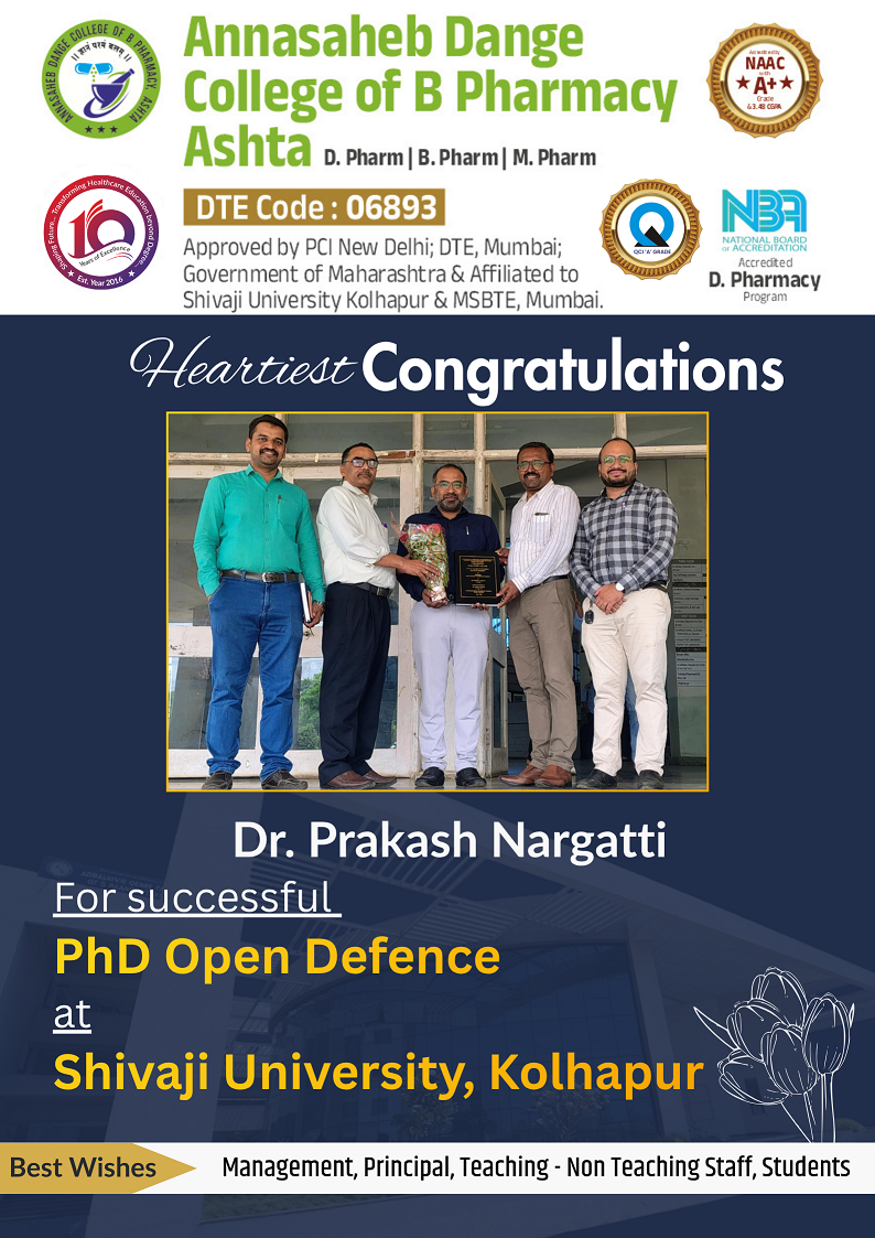 Heartiest congratulations to Dr. Prakash Nargatti sir, for successful defence of PhD. 